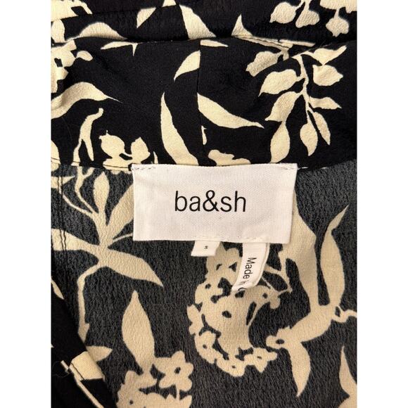 Ba&sh Dress Small Womens Black Floral Shawl Collar Button Down Mini - Picture 8 of 9